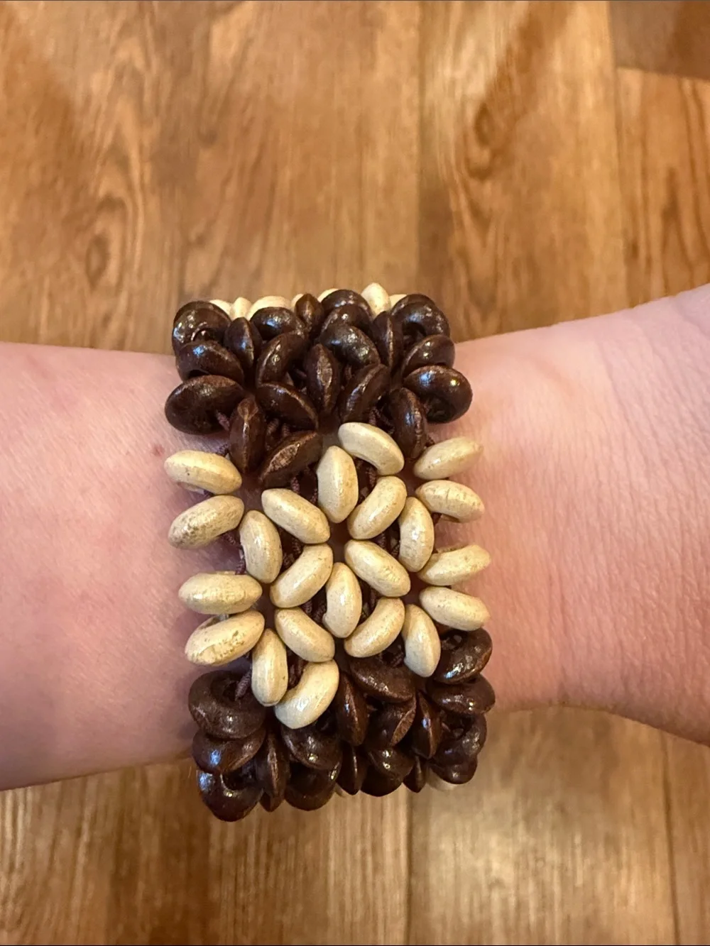 Handmade Brown & Cream Seed Beaded Barrette